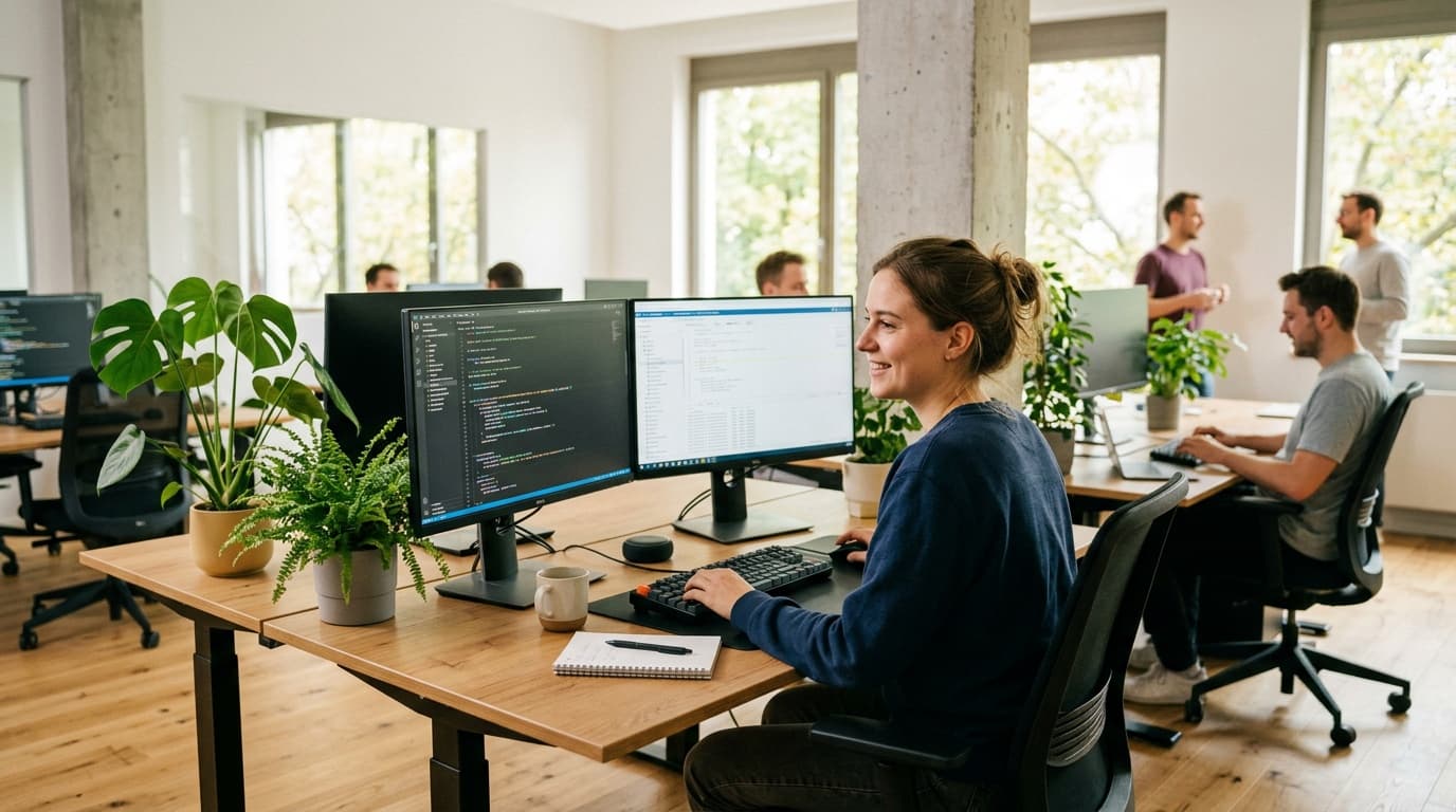 IT-Administrator arbeitet an einem Serverschrank mit Laptop in einem Rechenzentrum